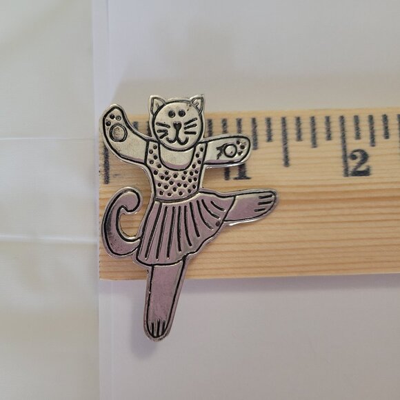 Sterling Cat Earring & Sterling Ballerina Cat Pin - Picture 5 of 14